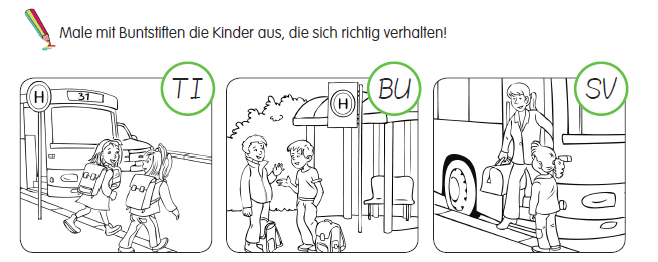 Gefahren Meitern Busfahren Grundschule Verkehrserziehung Aufgabe 2