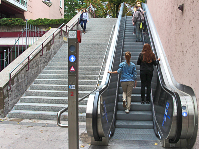Mobil Teihaben Unterwegs Zu Fuß Und Im Rollstuhl Rolltreppe