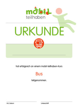Mobil Teilhaben Bus Fahren Lernen Urkunde Bus Foerderbedarf