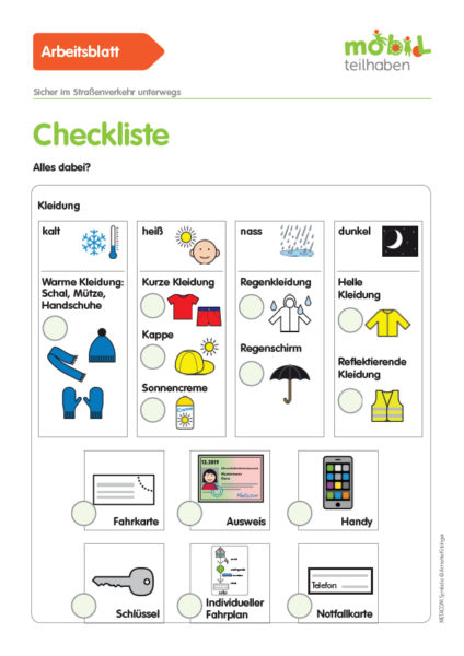Mobil Teilhaben Verkehrserziehung Geistige Behinderung Grundlagen Orientierung Planung Ab Checkliste Alles Dabei