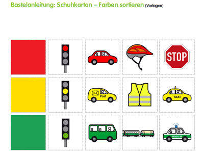 Bastelanleitung: Schuhkarton – Farben sortieren