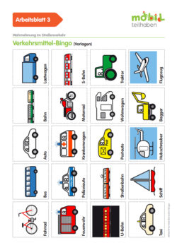 Mobil Teilhaben Verkehrserziehung Geistige Behinderung Grundlagen Wahrnehmung Im Straßenverkehr Ab Verkehrsmittel Bingo