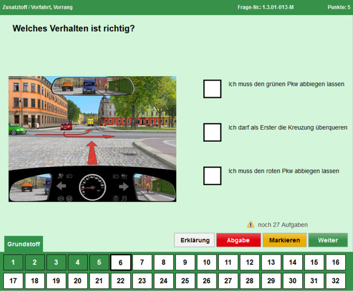 Mobilitaet Junge Fahrer Fuehrerschein Digitale Pruefung Pruefmaske Sekundarstufe Ii Verkehrserziehung Mobilitätsbildung