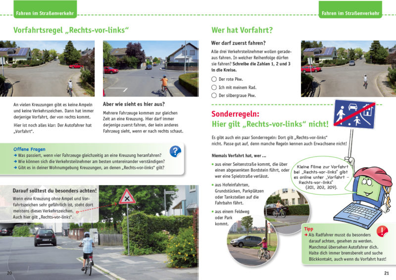 Radfahrausbildung Verzahnt Lernen Arbeitsheft Online Portal Grundschule Straßenverkehr Verkehrserziehung Rechts Vor Links