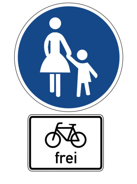 Radschulweg Unterrichtsanregung Verkehrszeichen 239 Sonderweg Fussgaenger Zusatz Radfarer Frei