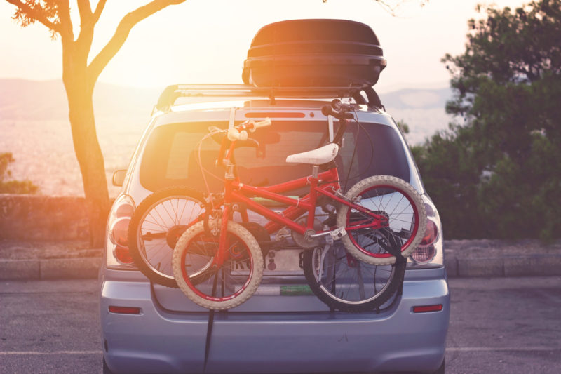 Family Car With Small Kids Bicycles Rack, Ready For Travel, Maki