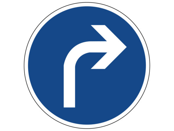 Verkehrszeichen 211-10/20 – Vorgeschriebene Fahrtrichtung: hier rechts/hier  links - VMS Verkehrswacht Medien & Service GmbH